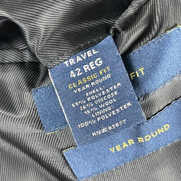 Stafford Year Round Blazer Sport Coat Mens 42R Blue Plaid Classic Fit Travel - Picture 7 of 16